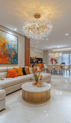 豪华客厅装饰画大理石地砖