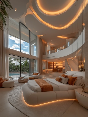 大师卧室镜面墙板灯光设计