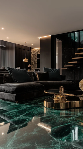 黑绿玛瑙客厅水泥地玻璃缝