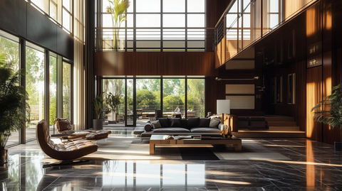 豪华公寓内饰与公园视野