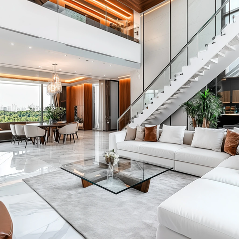 宽敞客厅与现代楼梯设计