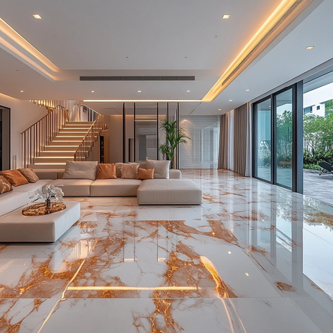 豪华客厅玫瑰金瓷砖