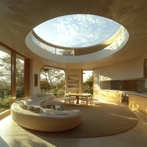 圆形客厅带阳光天花板
