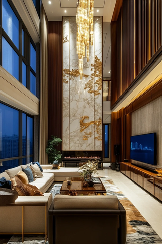 雪顶别墅全景客厅装饰