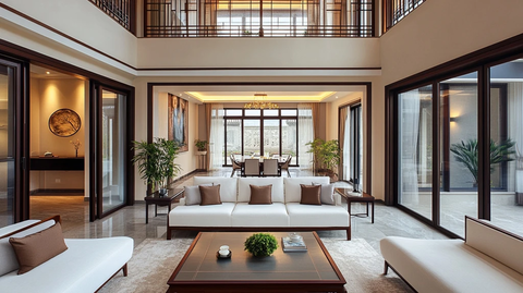 双层别墅客厅玻璃墙设计