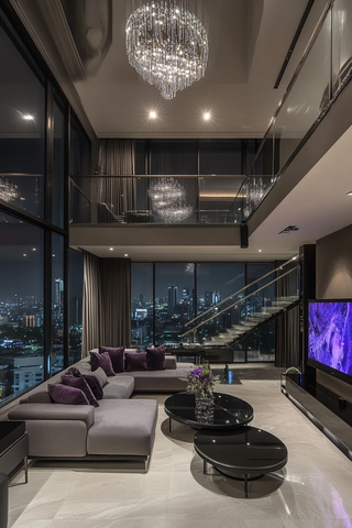 双层顶楼公寓客厅餐厅设计