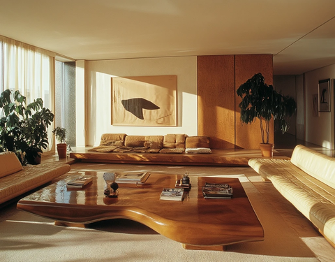 米色棕色年代客厅