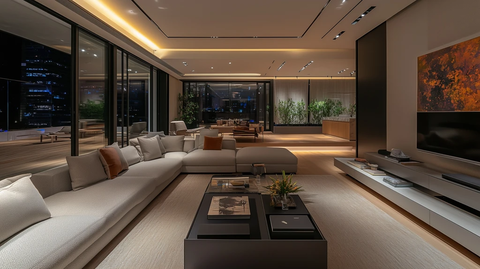 夜间现代简约客厅