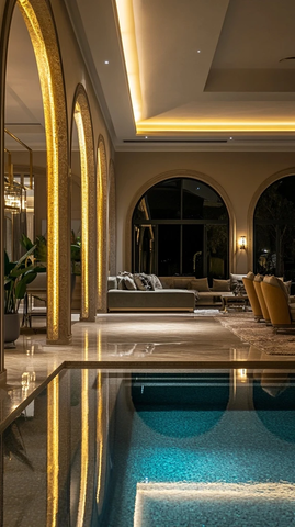 现代别墅室内夜间摄影