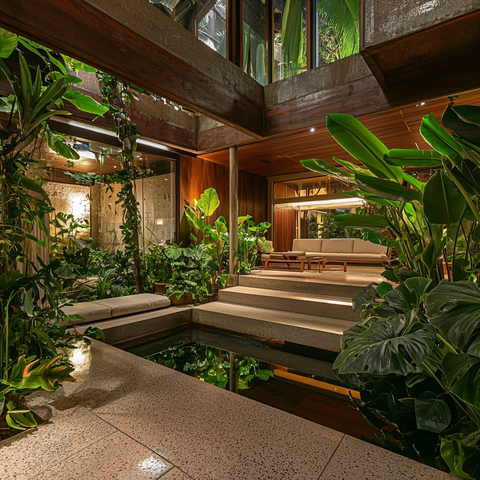 露台绿植水景休闲区