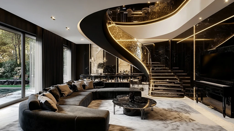 客厅厨房连接楼梯电梯设计