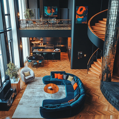 开放式阁楼客厅厨房设计