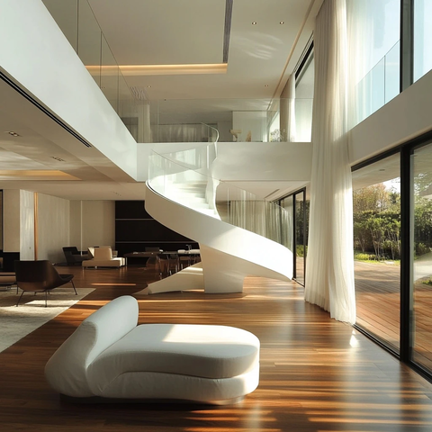 玻璃护栏简约客厅设计