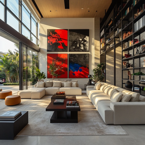 现代艺术客厅全景玻璃墙