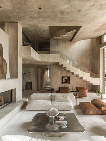 交错建筑结构别墅客厅