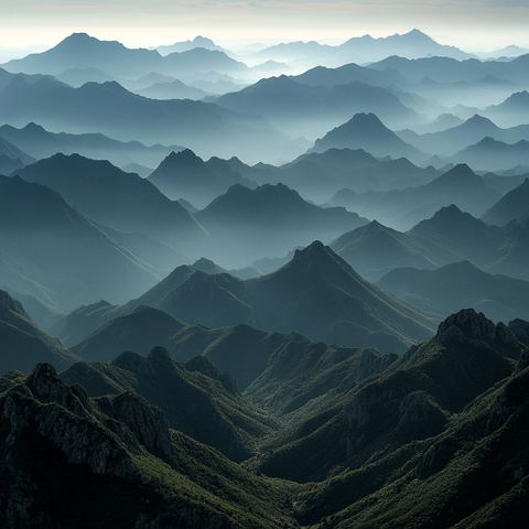 群山连绵的壮阔山景