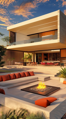 几何形状豪宅屋顶观景台