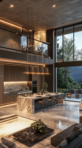 开放式厨房餐厅全景设计