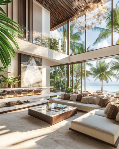 宽敞客厅壁炉艺术装饰