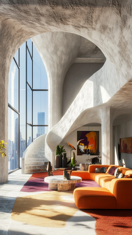 白色花岗岩墙面搭配彩色地砖