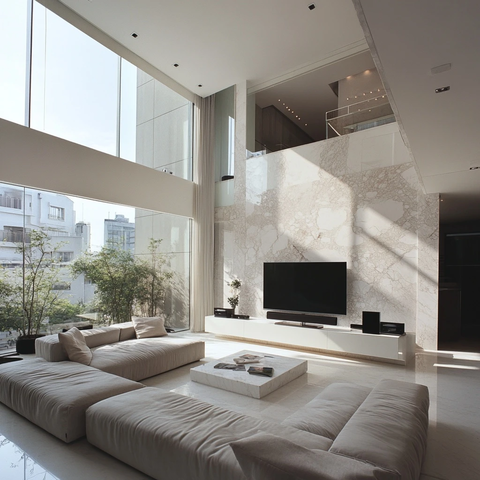 白灰色调客厅玻璃窗设计