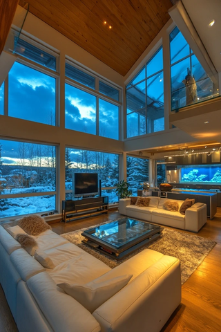 豪华客厅开放式厨房设计