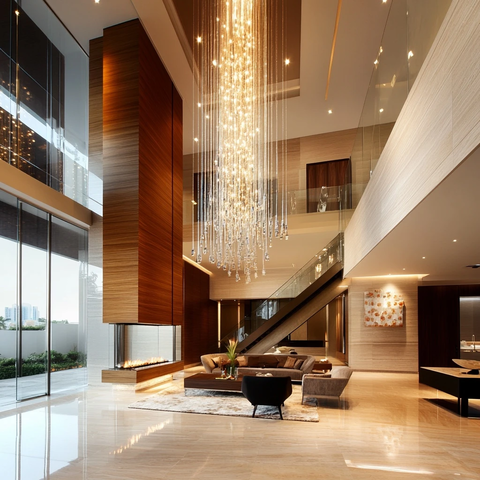 双层挑高大厅吊灯装饰