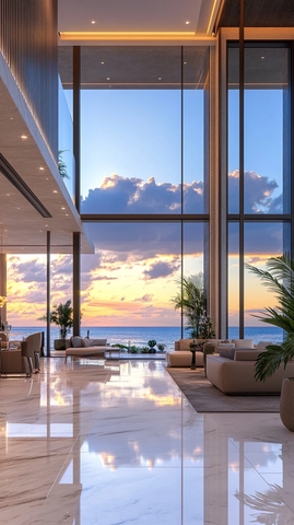 玻璃立面开放式布局内饰