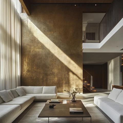 双层客厅墙面织物质感设计