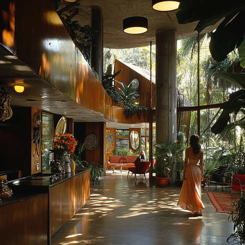 木质内饰复古家具花园景观