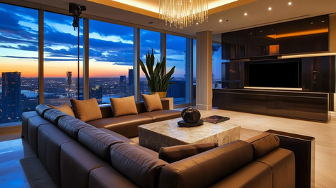 现代客厅全景玻璃墙设计