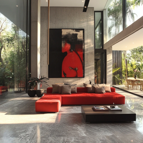 红沙发客厅日夜场景