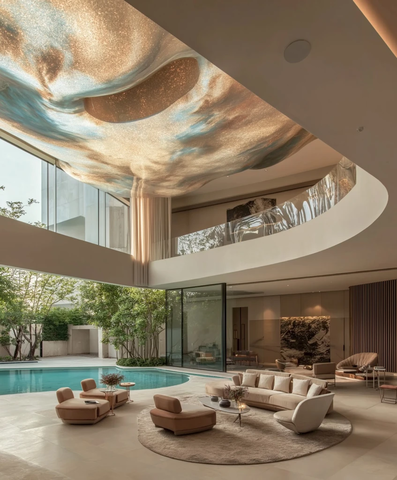 高顶装置与泳池景观