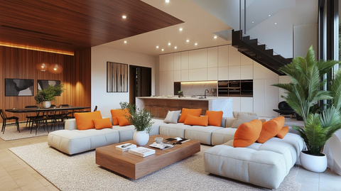 开放式客厅多彩墙面设计