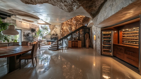 地下酒窖墙体酒架设计