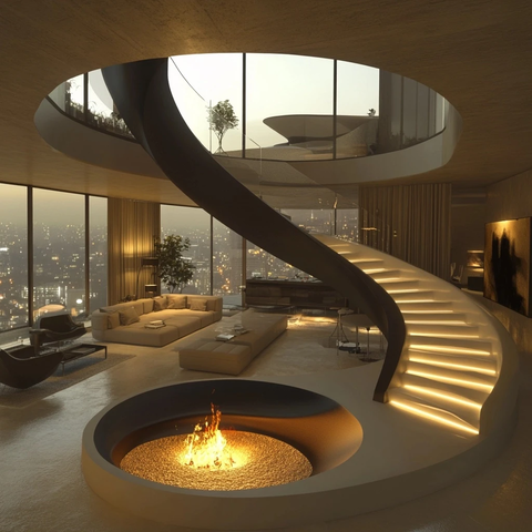 圆形阁楼中空客厅卧室