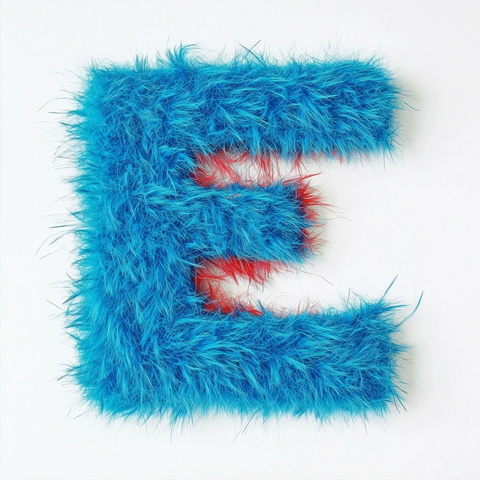 蓝色绒毛字母装饰