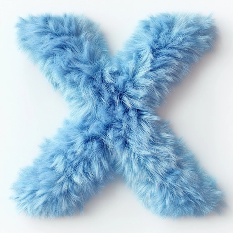 蓝色绒毛与纯白背景