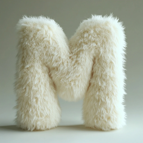 柔软毛绒拼出小写形状