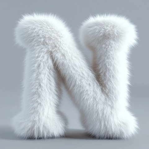 白色毛绒字母三维渲染