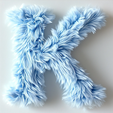 毛绒字母白色蓝色毛皮