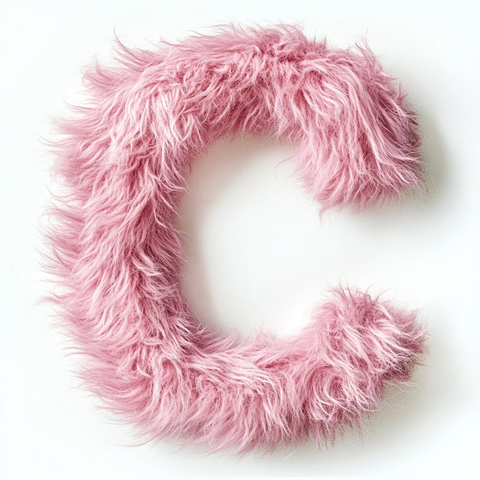 粉色羊毛绘制蓬松字母