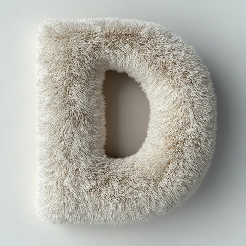 纯白背景上的柔软毛绒字母