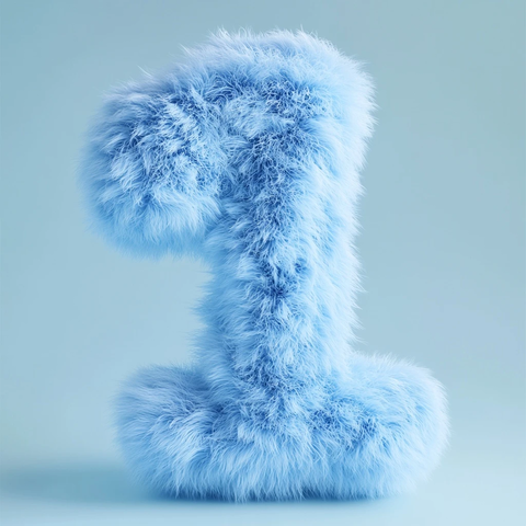 天空蓝数字绒毛质感
