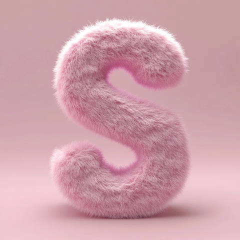 粉色数字绒毛立体渲染