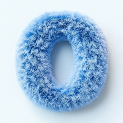 高角度拍摄蓝色绒毛字母