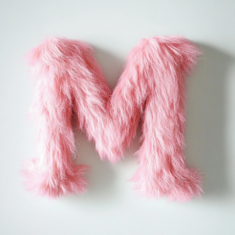 粉色羊毛编织字母