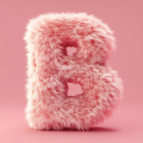粉色数字短毛绒立体渲染