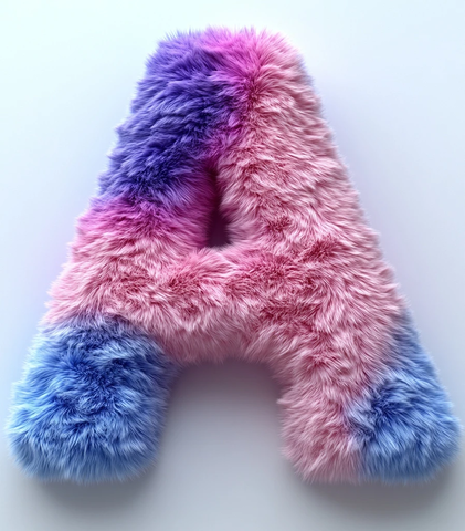 蓝色绒毛字母纯白背景