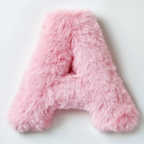 粉色毛绒字母抱枕